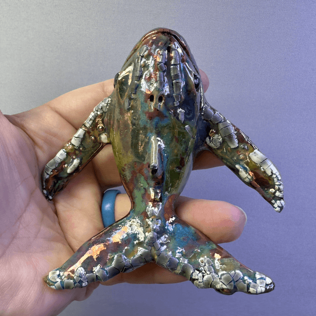 Small ceramic whale metallic